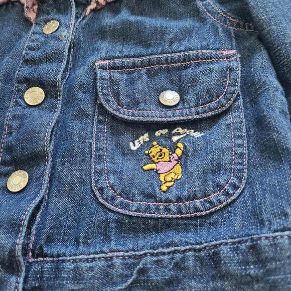 Disney Baby Pooh Denim Jacket  Y2K Pink Ruffle Western Jean Coat (12M) - Picture 4 of 13